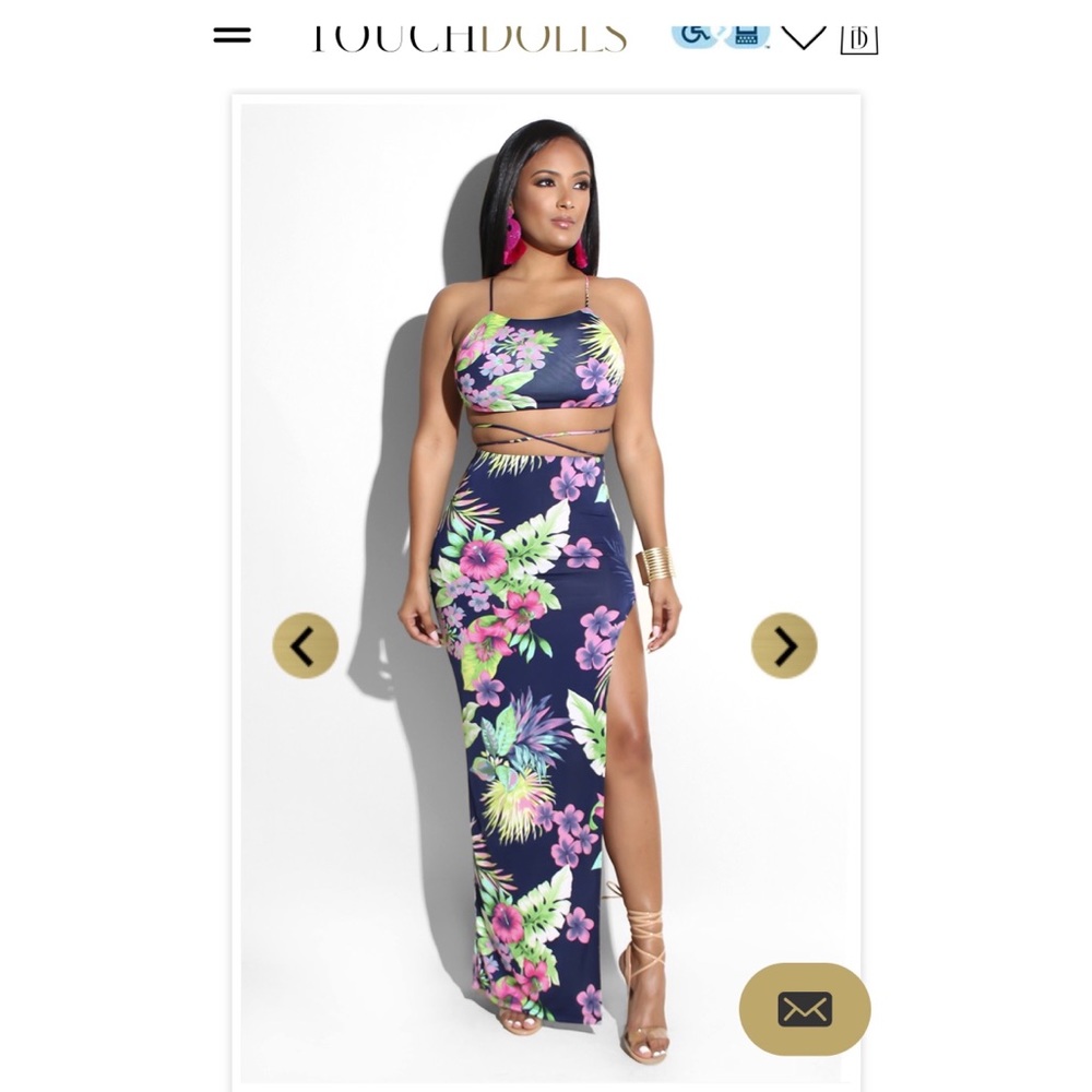 Two piece flower skirt set- island princes set